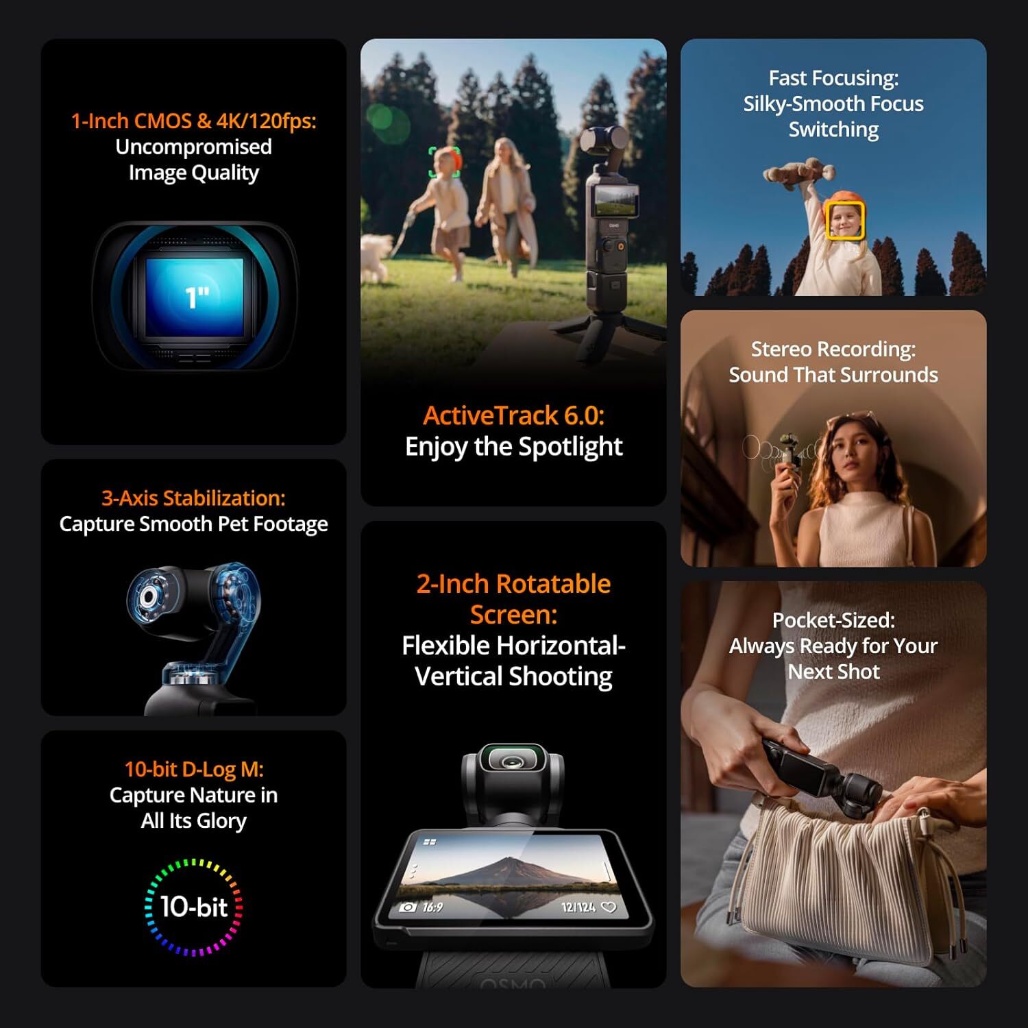 DJI Osmo Pocket 3 4K Gimbal Camera 3-Axis Stabilizer Gimbal Camera 100% NEW