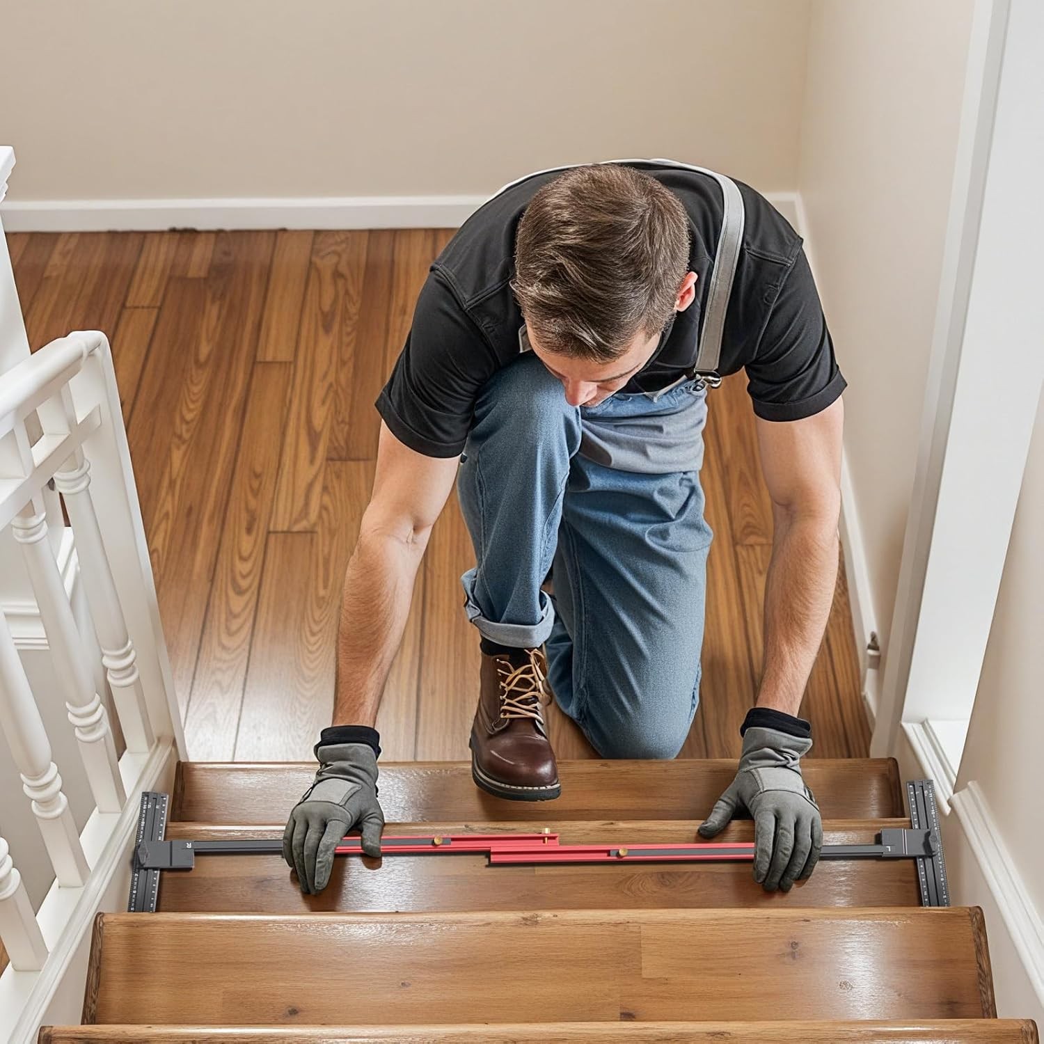 Stair Tread Template Tool Aluminum Alloy Stair Measuring Tool 23"-65" Length