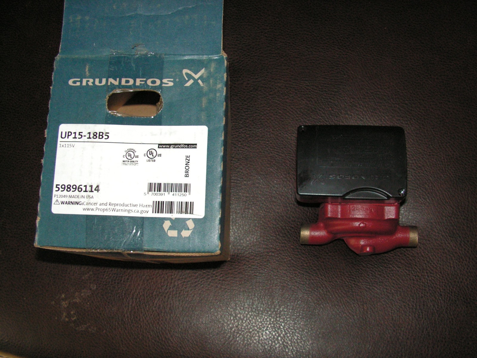 Grundfos UP15-18B5 (59896114) Pump 1/2" Sweat End Open System Circulator  1/25HP