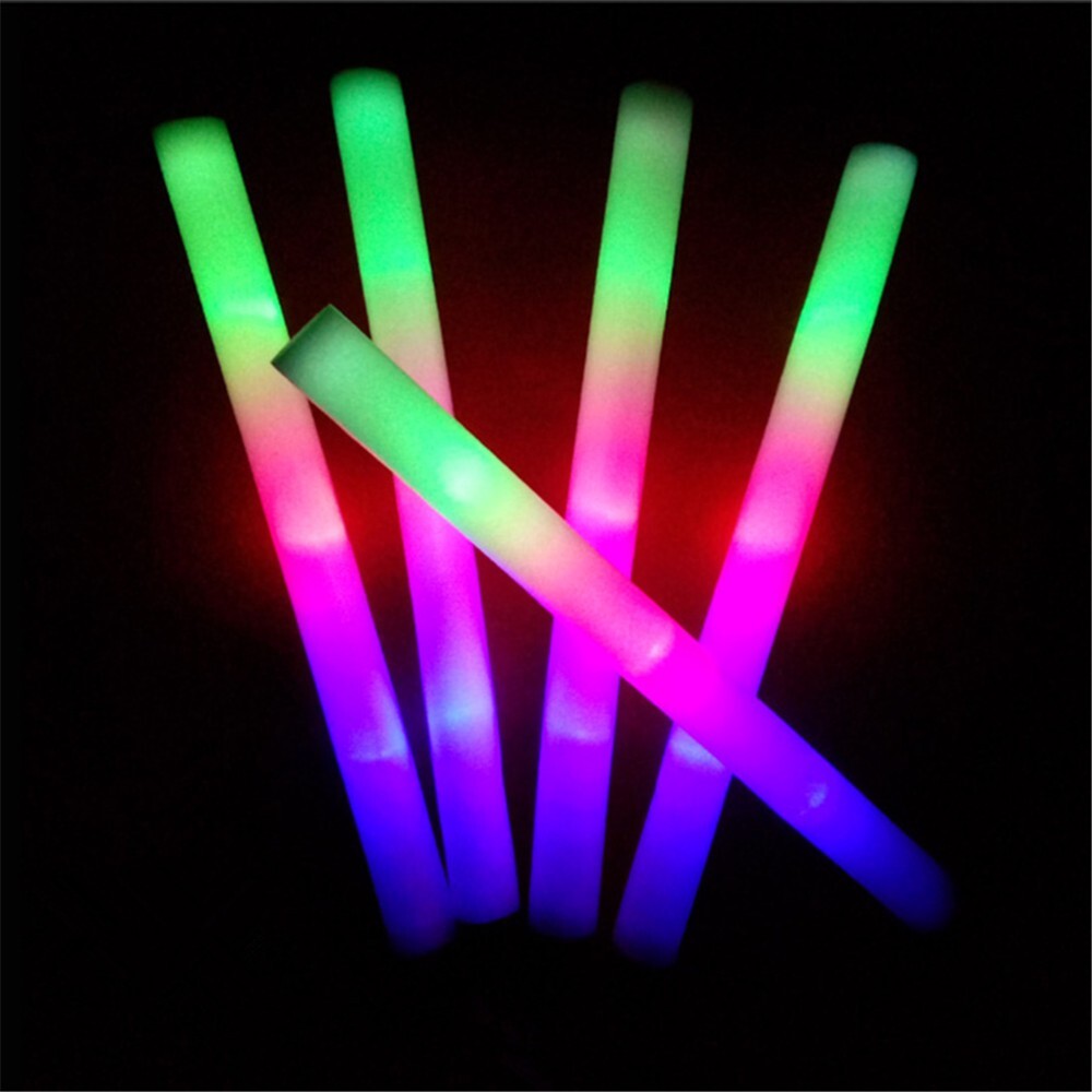 100 Pieces Luminous Foam Sticks LED Glow Foam Sticks Flashing Luminous Sticks