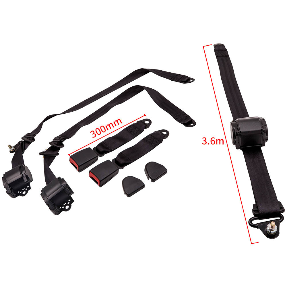 2 Pcs 3 Point Retractable Seat Belts for Jeep CJ YJ Wrangler 1982 1983 1984-1995