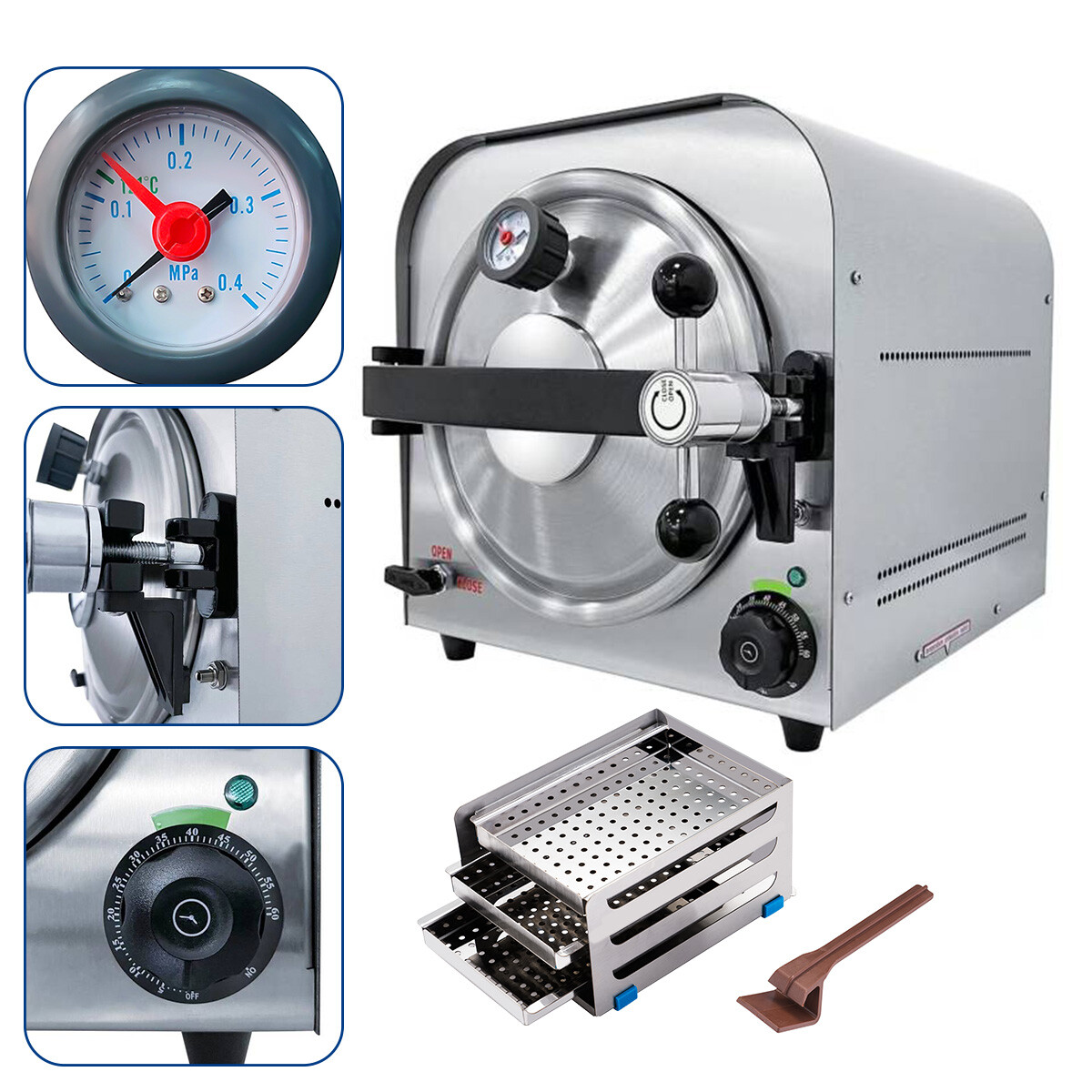 14L Esterilizador de Autoclave de Vapor Dental Equipo de Lab de Esterilización