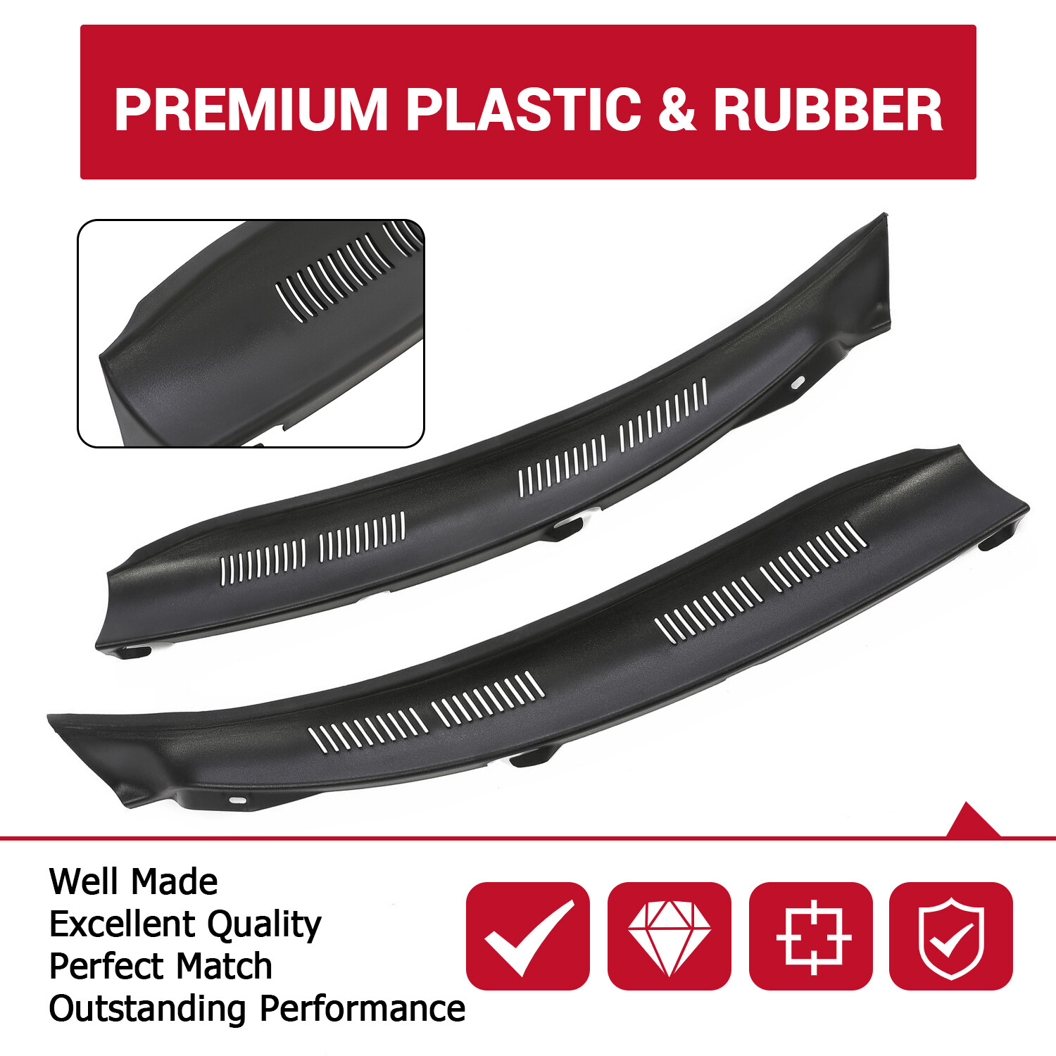 HECASA For Mercedes Benz W210 E-Class 95-03 Windshield Wiper Cowl Screen Cover