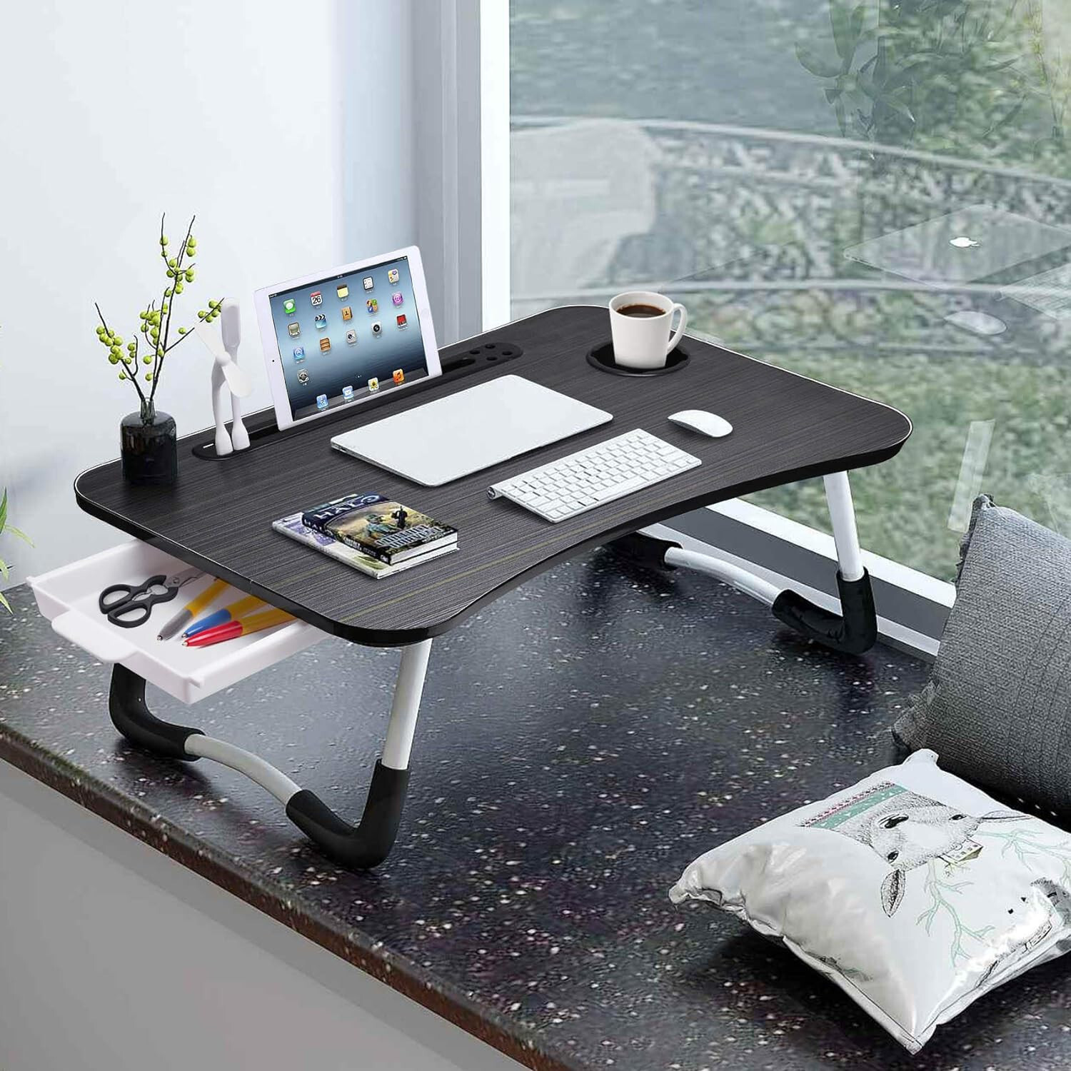 Laptop Desk,Laptop Bed Stand Foldable,Laptop Table Folding Breakfast Tray,Black