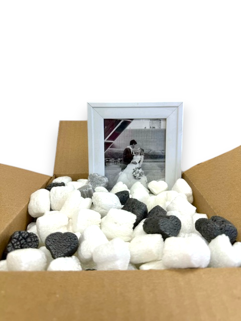 FunPak Black and White Hearts Biodegradable Packing Peanuts 1.5 cu ft Bag