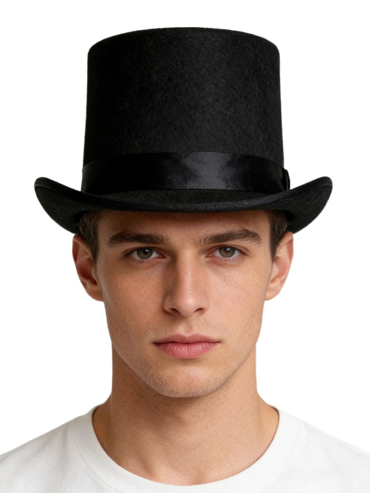 1Pcs High Top Hat Rolled Brim Solid Color Top Cap Tuxedo Magician Gentlemen Hat