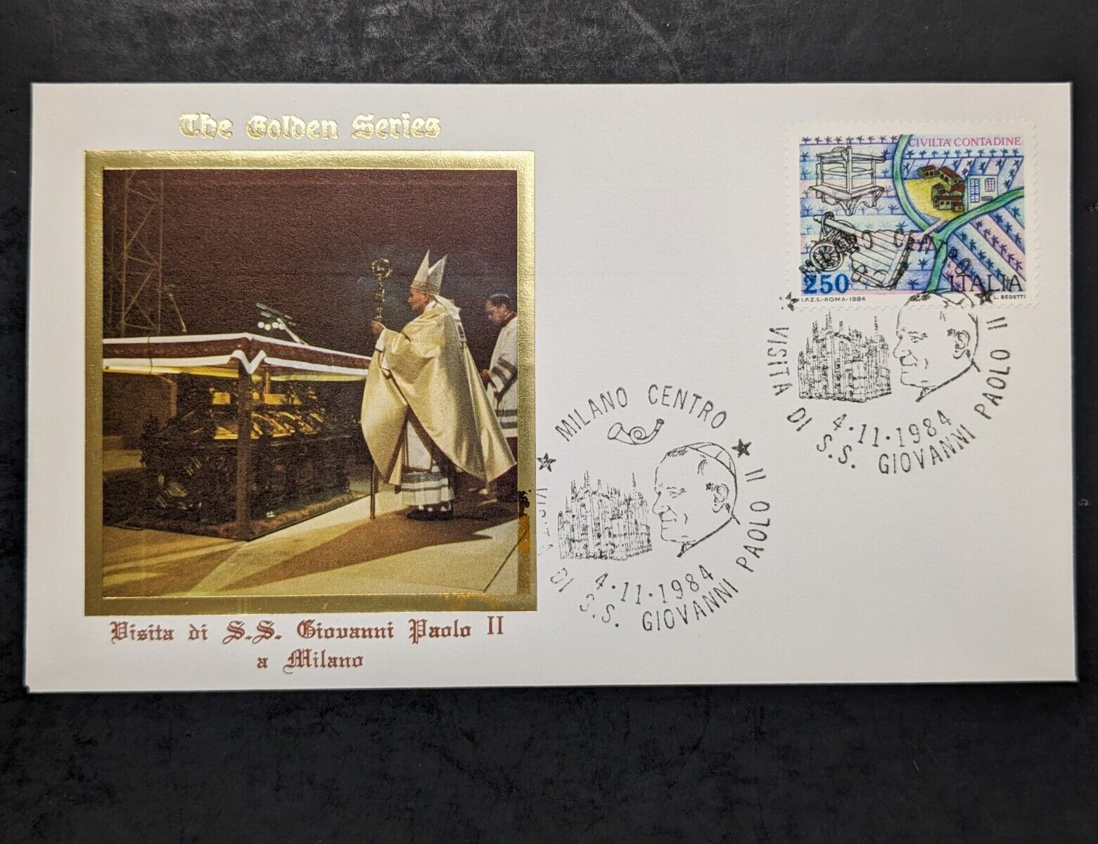 Pope John Paul II, Golden Series Trip to Calabria & Lombardia Covers, Postcards