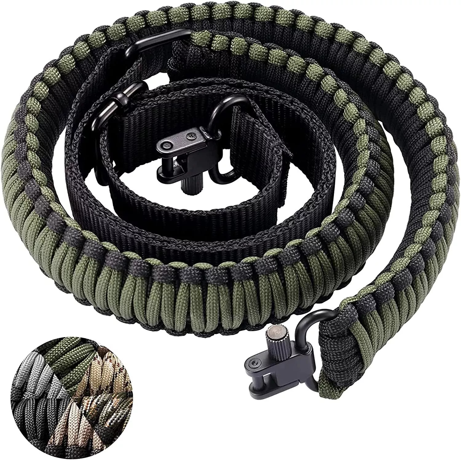 Tactical 2 Point 550 Paracord Rifle Gun Sling Shotgun Crossbow Strap w/ Swivels