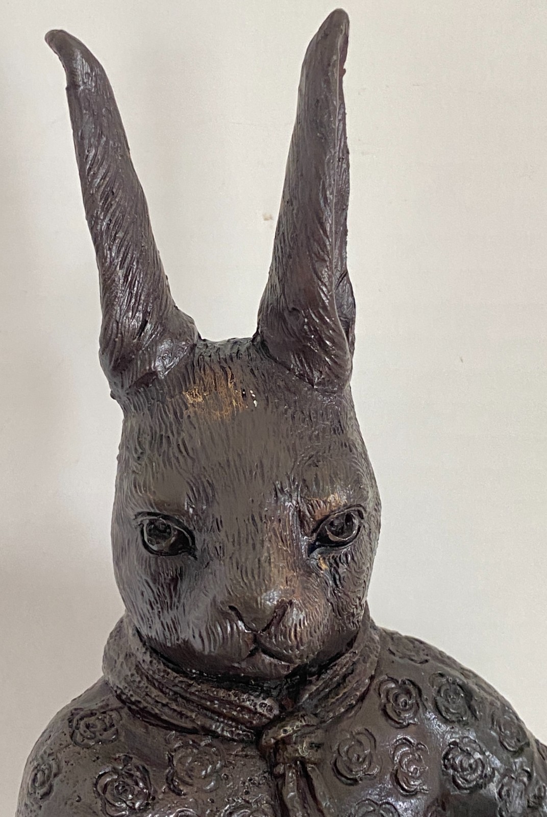 Vtg 17" Bronze Anthropomorphic Rabbit Sculpture Playing Cello Maitland Smith MCM