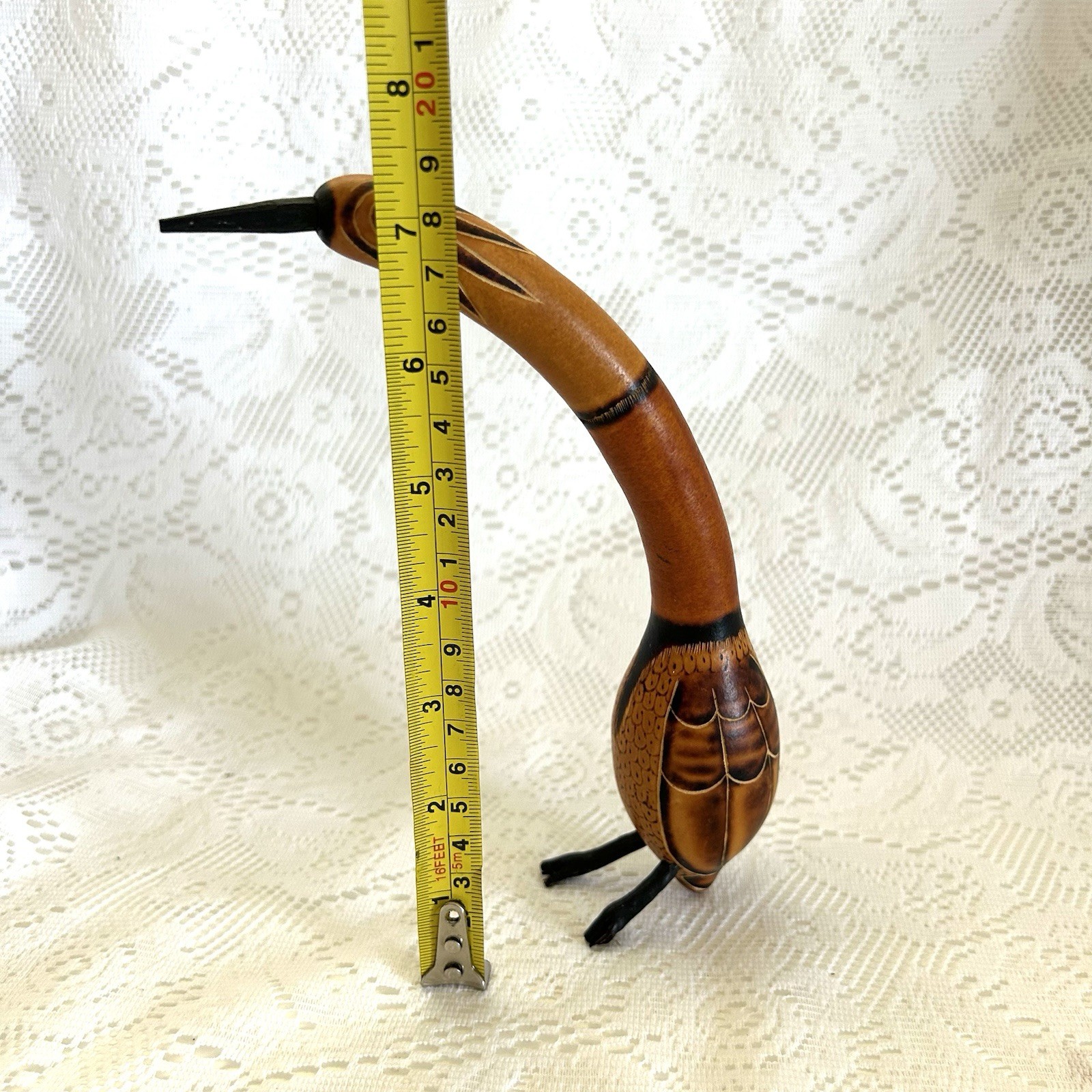 Hand Carved Peruvian Gourd Bird Primitive