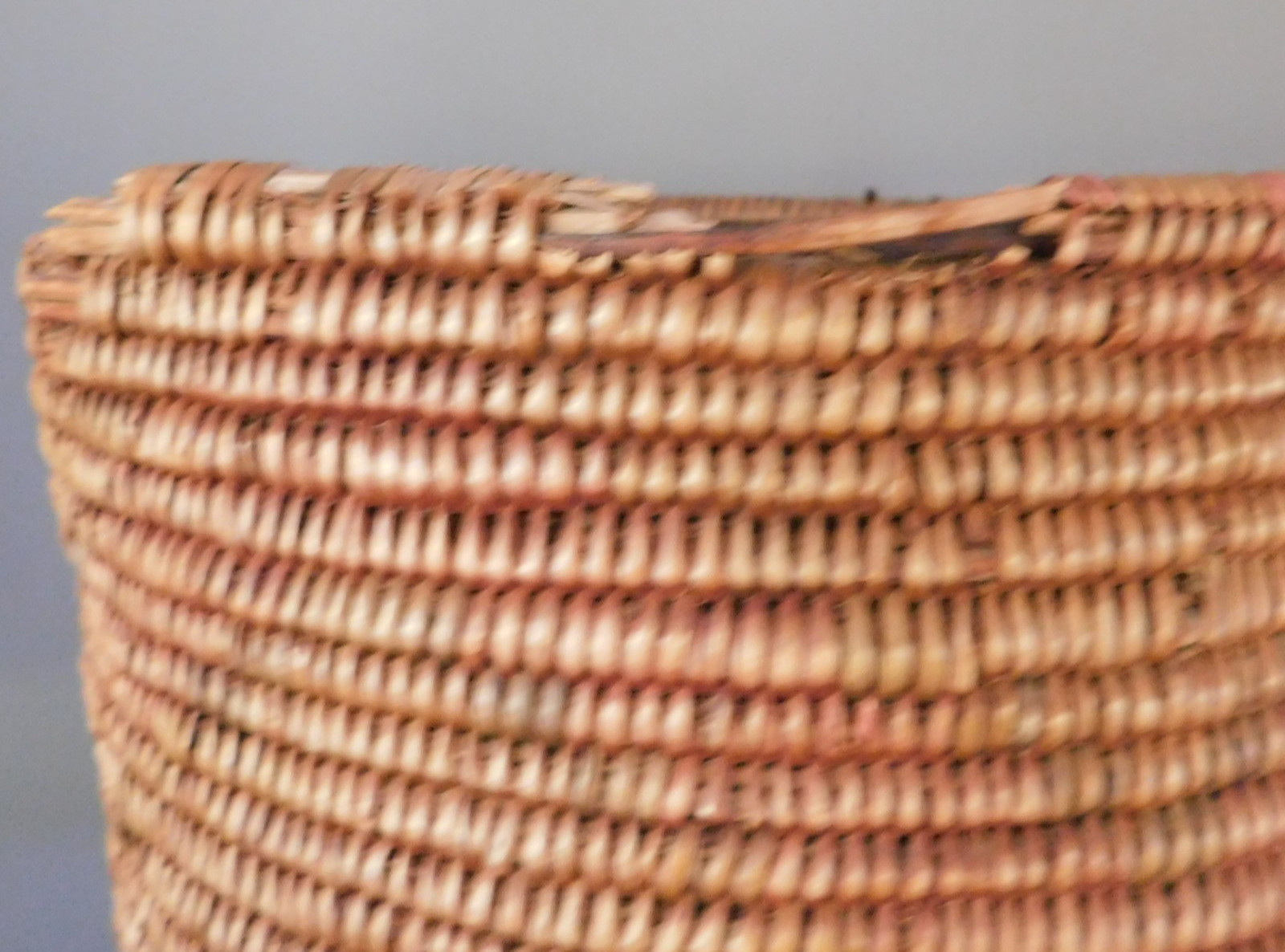 VINTAGE SOUTHWEST INDIAN JICARILLA APACHE POLYCHROME CYLINDRICAL BASKET