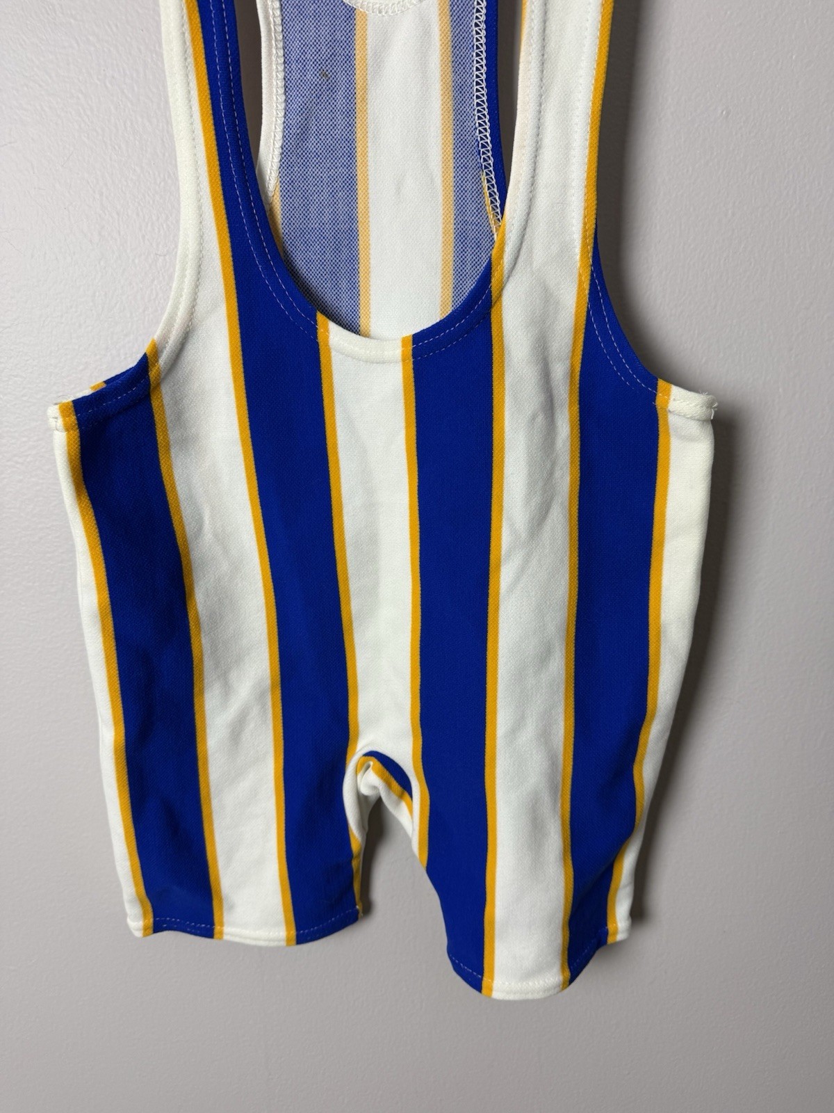 Vintage Sears Roebuck Size 28-38 Blue/White Stripe Wrestling Singlet EUC