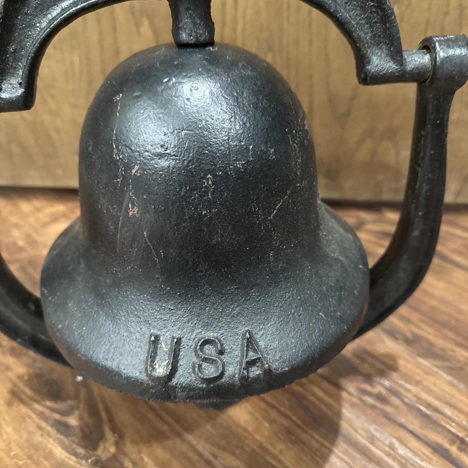 Antique Cast Iron USA Farm School Dinner Church Bell With Yoke 8.5” inches