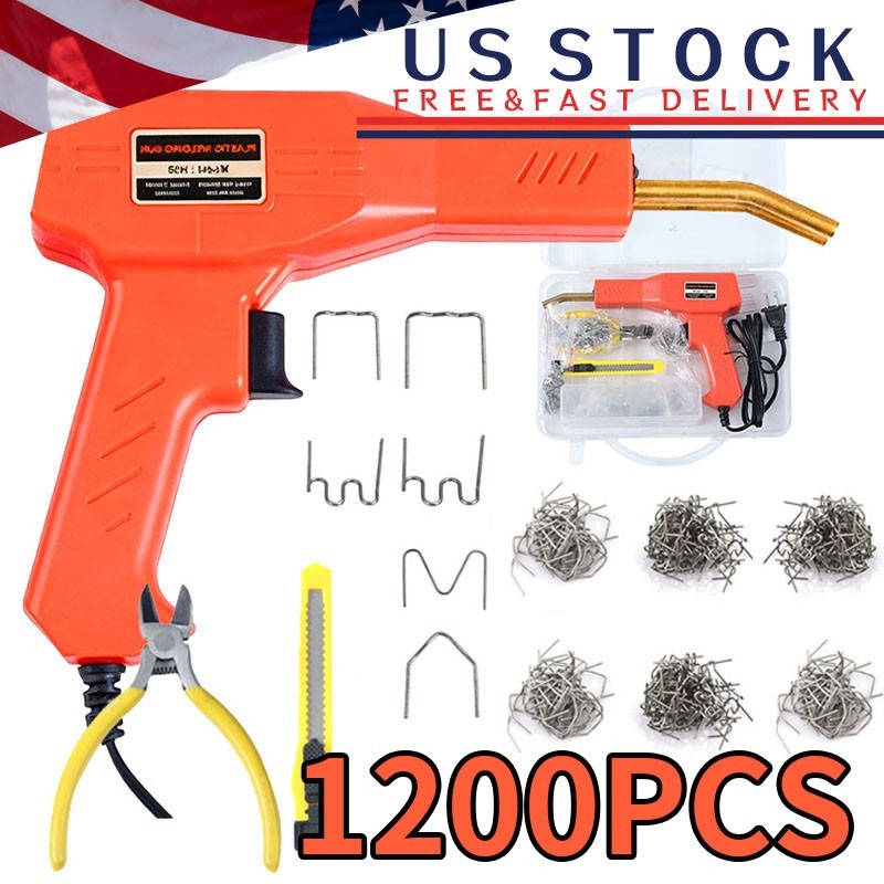 Plastic Welder Kit Soldering Hot Stapler Bumper Repair Welding Gun 1200 Staples