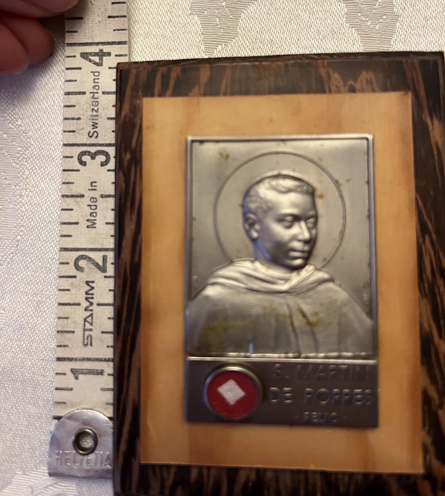Saint Martin De Porres Italy Relic Plaque Cloth Touch Hang or Stand