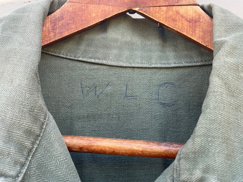 vtg WW2 US Military Army green button field shirt jacket HBT OG 107 Poplin WWII