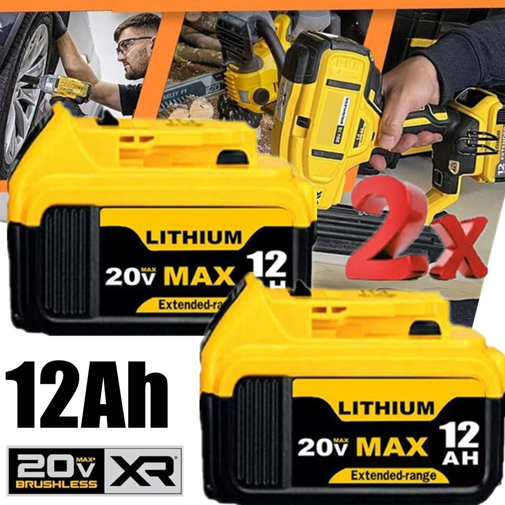 Pack 12.0AH For DeWalt 20V 20 Volt Max XR Lithium Ion Battery DCB206-2 DCB205-2
