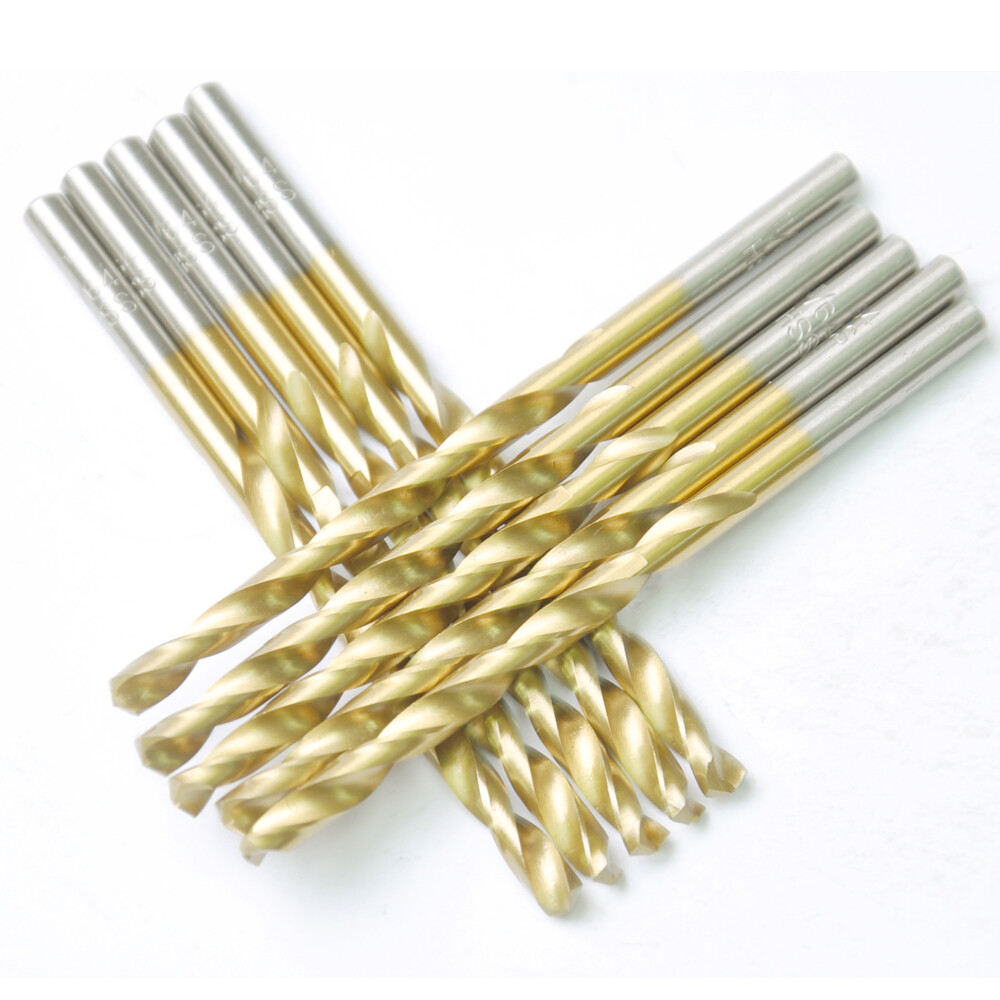 Drillforce 10PCS 5/64" Titanium Drill Bits Set HSS Metal Woodworking Drill Bit