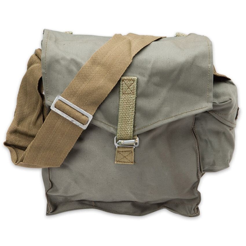 Polish Gas Mask Carrying Bag Canvas MC-1 M1 Sack Shoulder Pouch OD 10.5x3.5x9