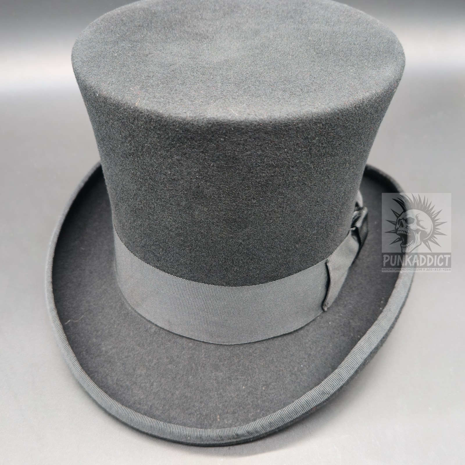Gray Top Hat Wool Felt Victorian Slash Mad Hatter Steampunk Rock Star