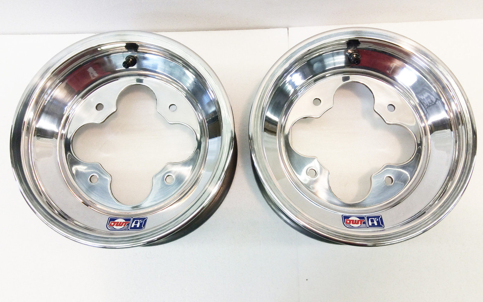 DWT A5 Polished Front Rims Wheels PAIR 10" 10x5 3+2 4/144 450R 400EX 250R 700XX