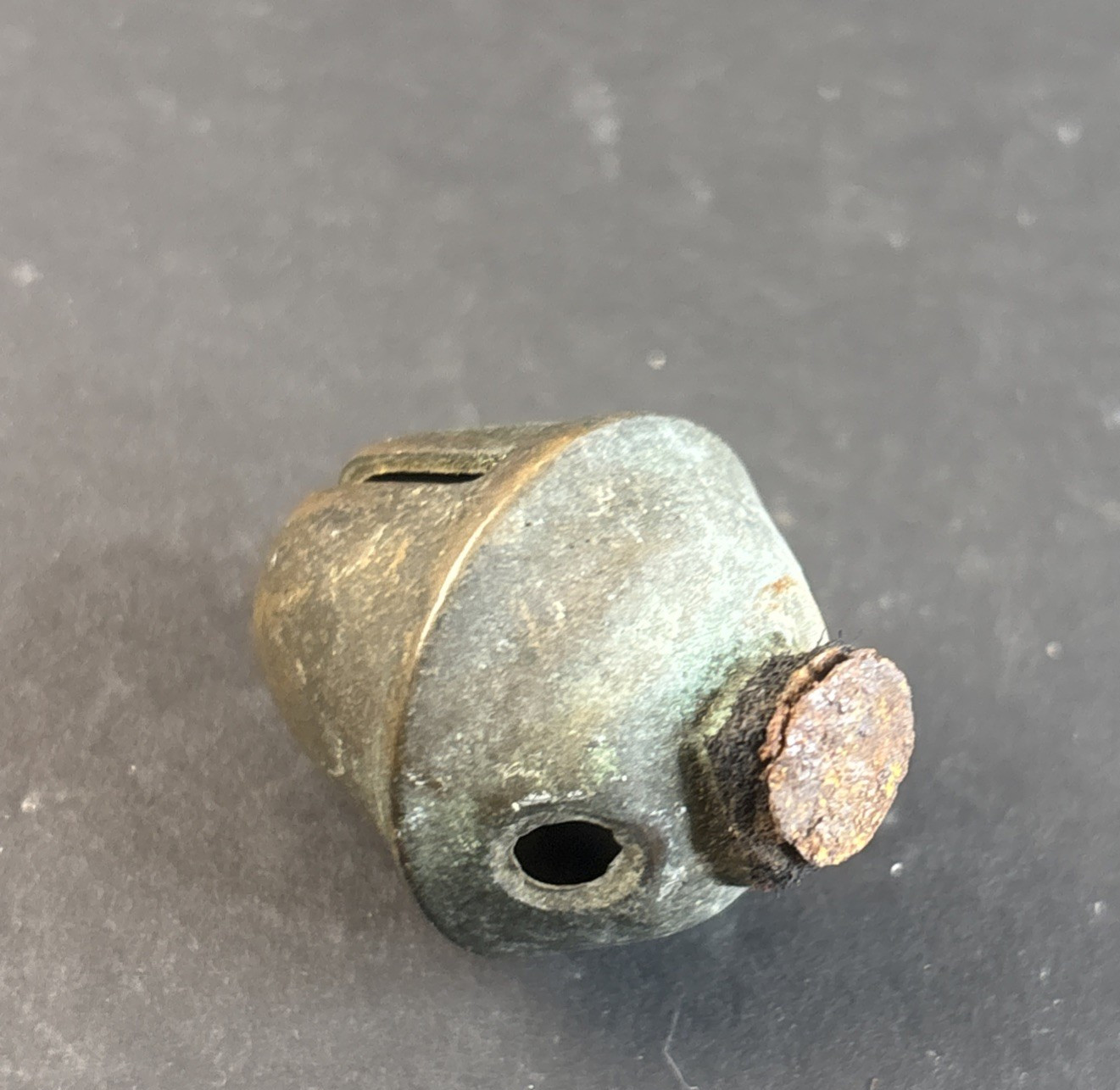 Antique 11 Brass Acorn Sleigh Bells on 41" Leather Strap w/ Copper Rivets VIDEO