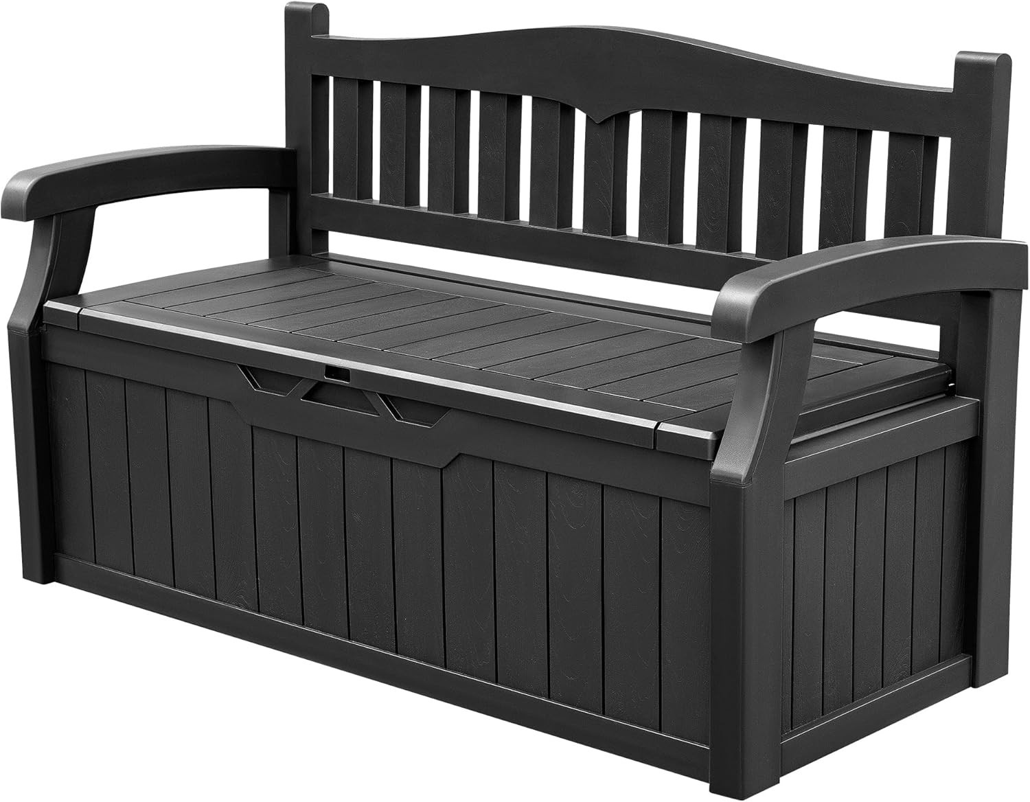 80 Gallon Lockable Storage Bench Outdoor Patio Furniture Garden Tool Box Black