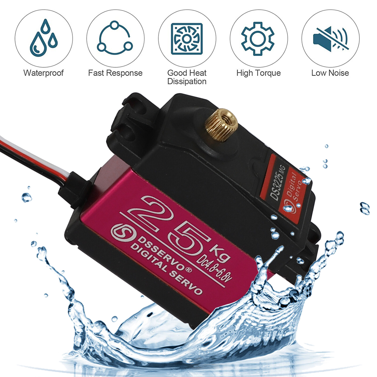 25KG Metal Gear Waterproof Digital Servo HIGH TORQUE & SPEED for 1/8 1/10 RC Car