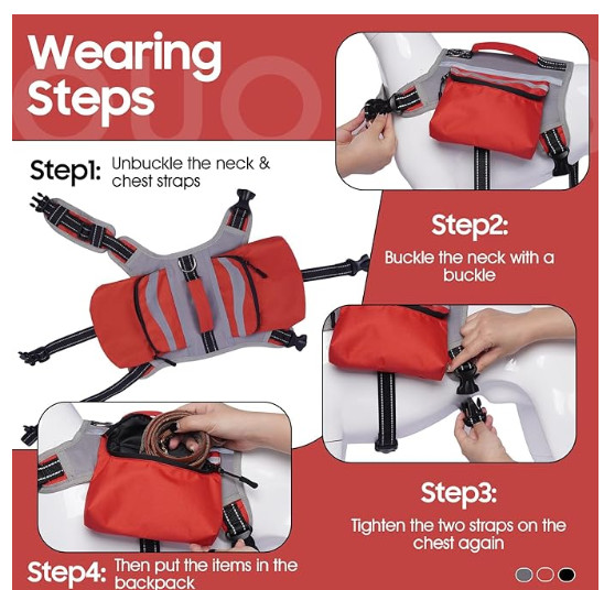 Dogs Nylon Backpack w/Side Pockets for Walking Training Running Med Size Dog NWT