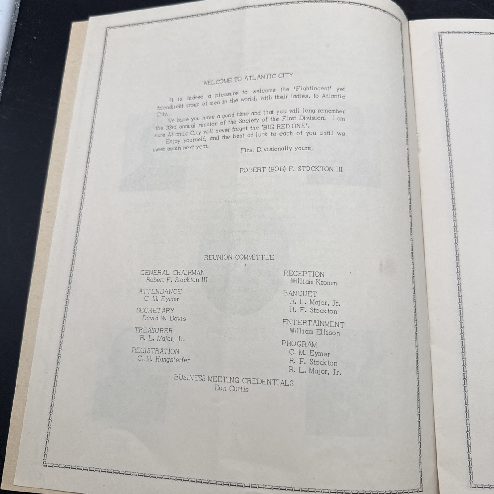 WWI AEF U.S. Army 1st Infantry Division Society 33rd Annual Reunion Big Red One