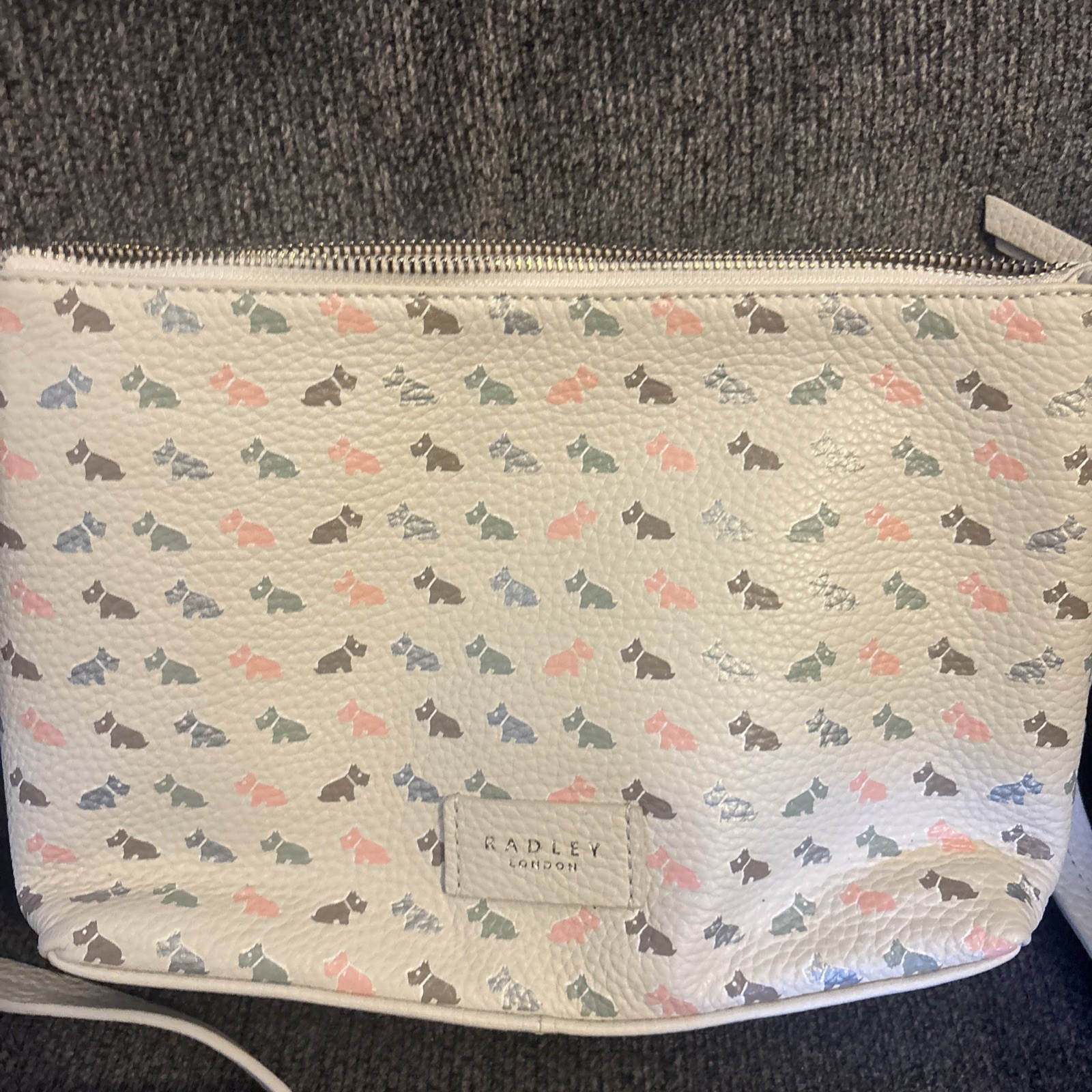 Radley London Scottie Dog Cream Rose Grey Purse Leather Crossbody Scottie Charm