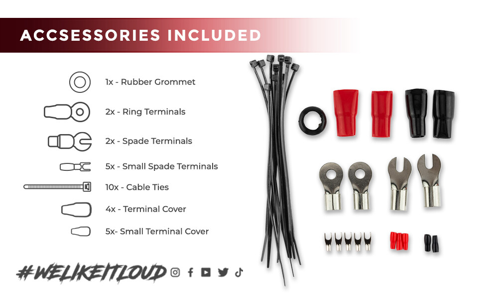 DS18 AMPKIT4 – 4GA CCA Installation Kit for Car Audio Amplifiers Amp Cables