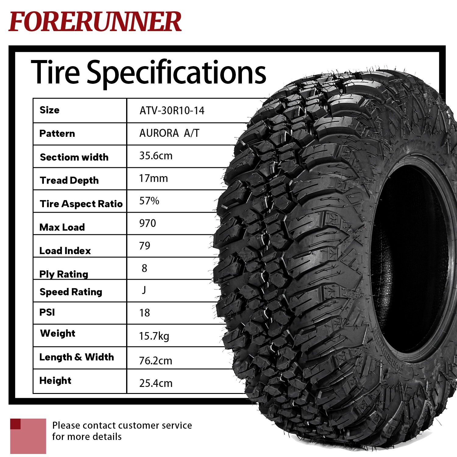 Set 4 30x10x14 ATV Tires 30x10-14 8PR Radial UTV 30 10R 14 All Terrain Tubeless