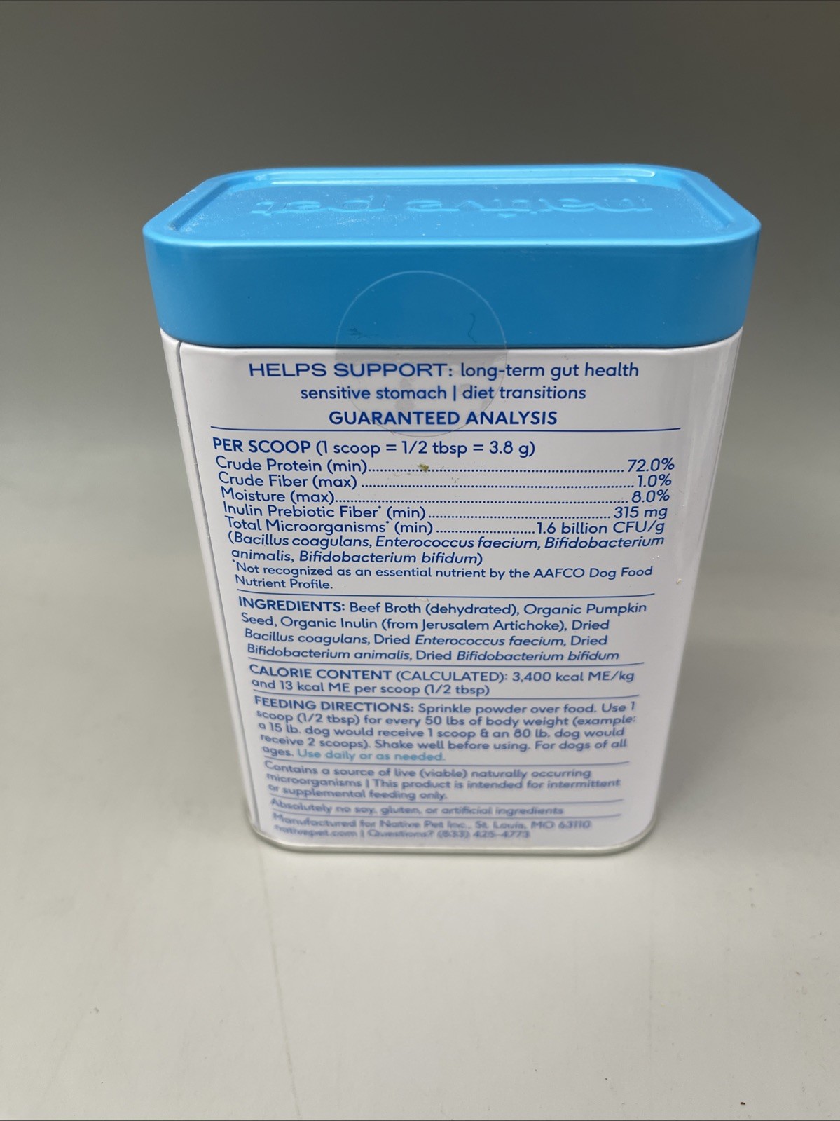 Native Pet Probiotic Powder for Dogs 8.2 oz 60 Scoops Exp 12/31/2026