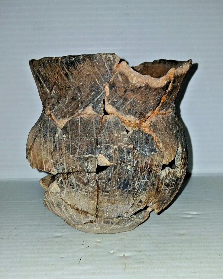Pre-Columbian Native American Indian Mississippian Partial Pottery Jar Artifact