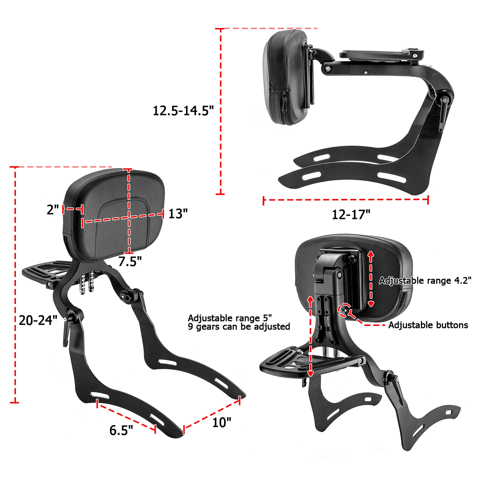 Multi-Purpose Backrest Sissy bar Fit For 2021-2024 Honda Rebel 1100 CM 1100 DCT