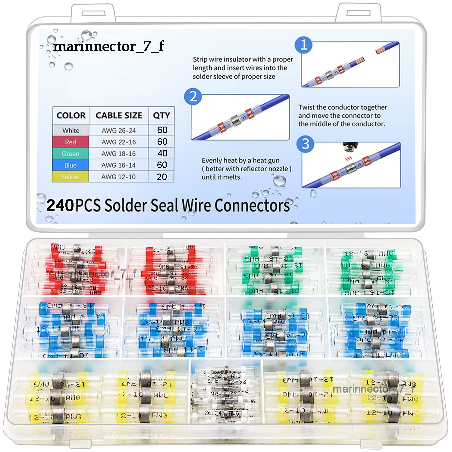 500/50x Waterproof Heat Shrink Solder Seal Sleeve Butt Terminals Wire Connectors