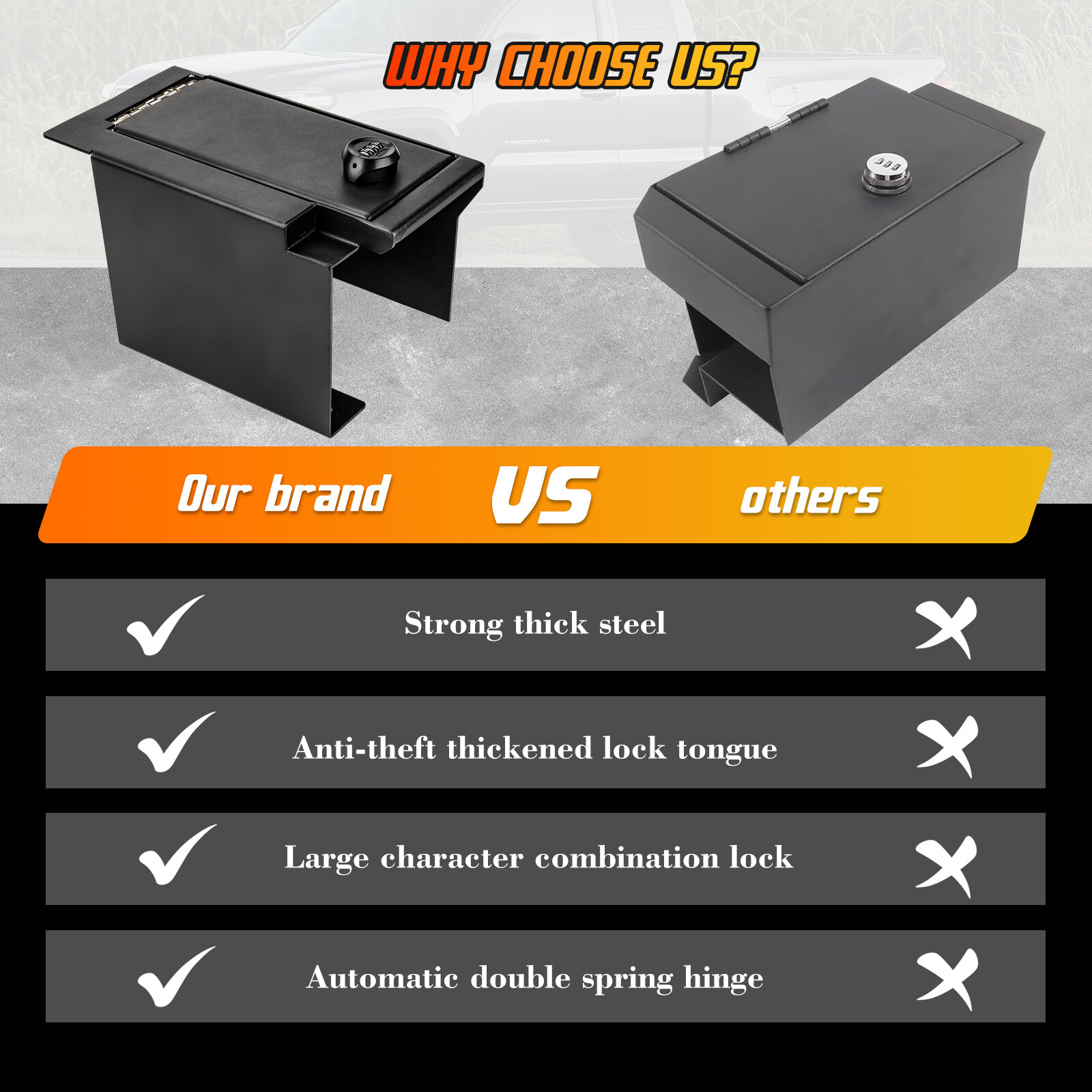 Fits Toyota 2022-2025 Tundra & Sequoia Center Console Safe Half Cabinet Storage.