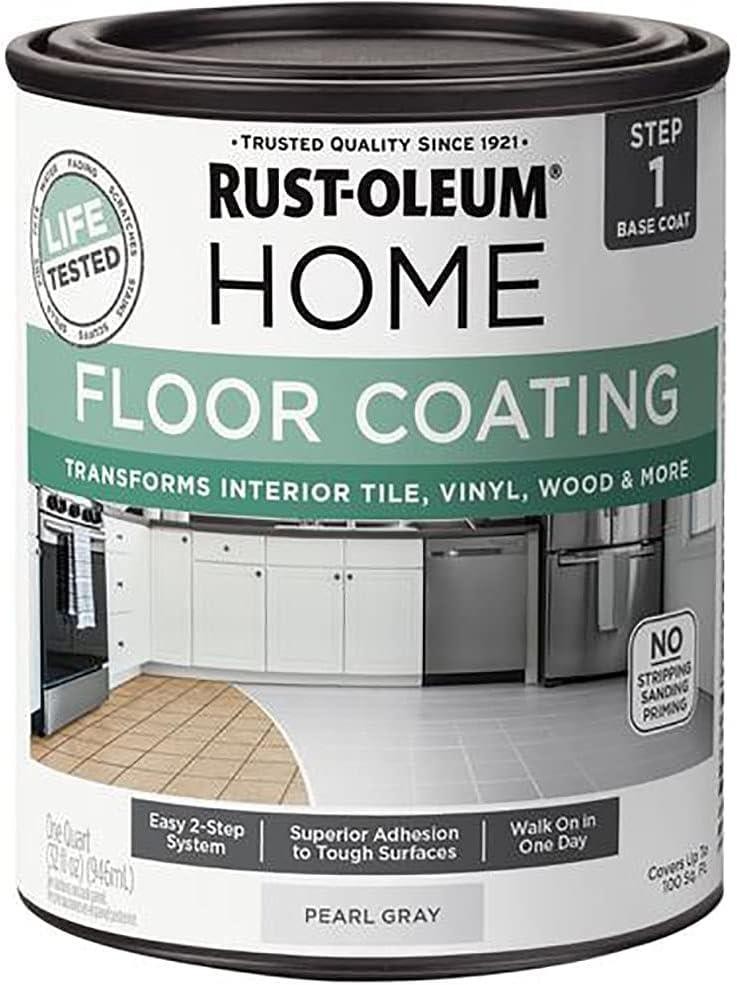 Rust-Oleum HOME Floor Coating, Pearl Gray, Matte, Quart - 358874