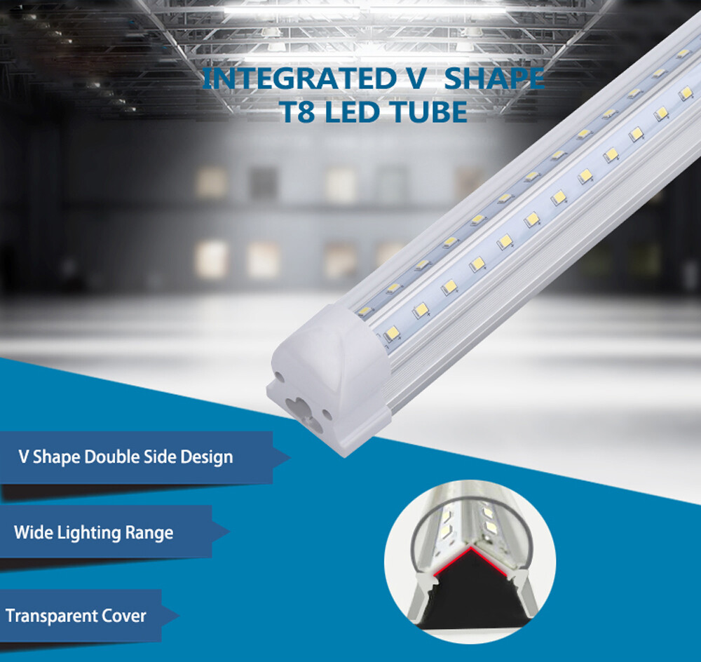 2FT 4FT 5FT 6FT 8FT 120W LED Shop light Fixture 6000K 8Foot LED Tube Light Bulbs