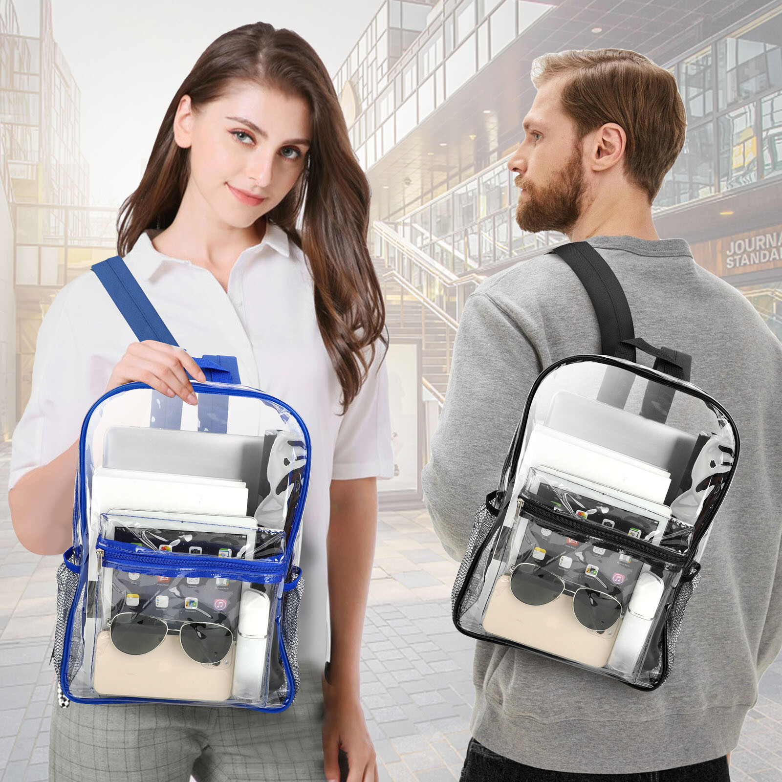 Heavy Duty Clear Backpack Waterproof Transparent Sling Bag See Through Book-bag