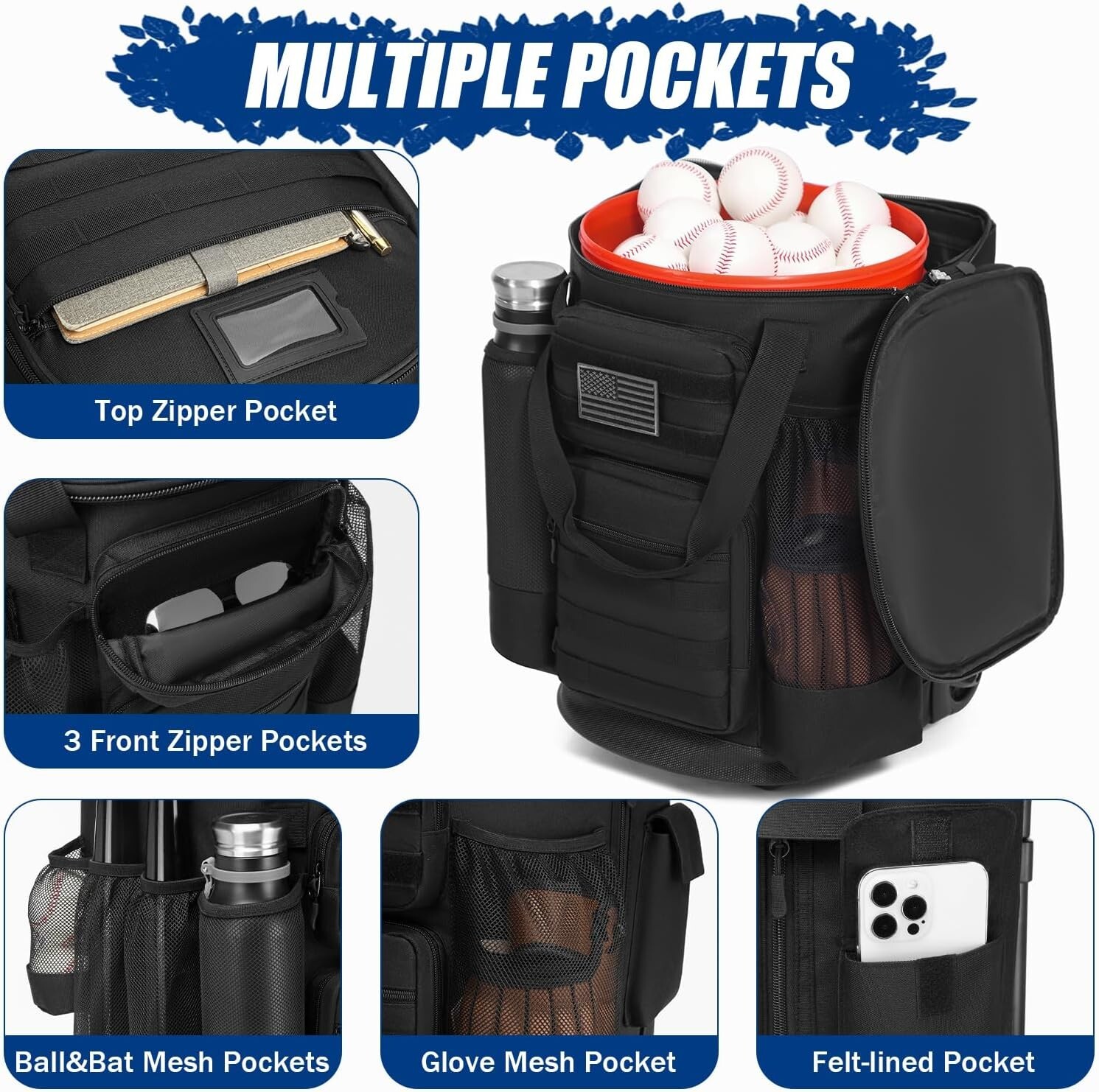 Baseball Bucket Bag with Wheels Coaching Accessories Organizer ( FREE SHIPPING)