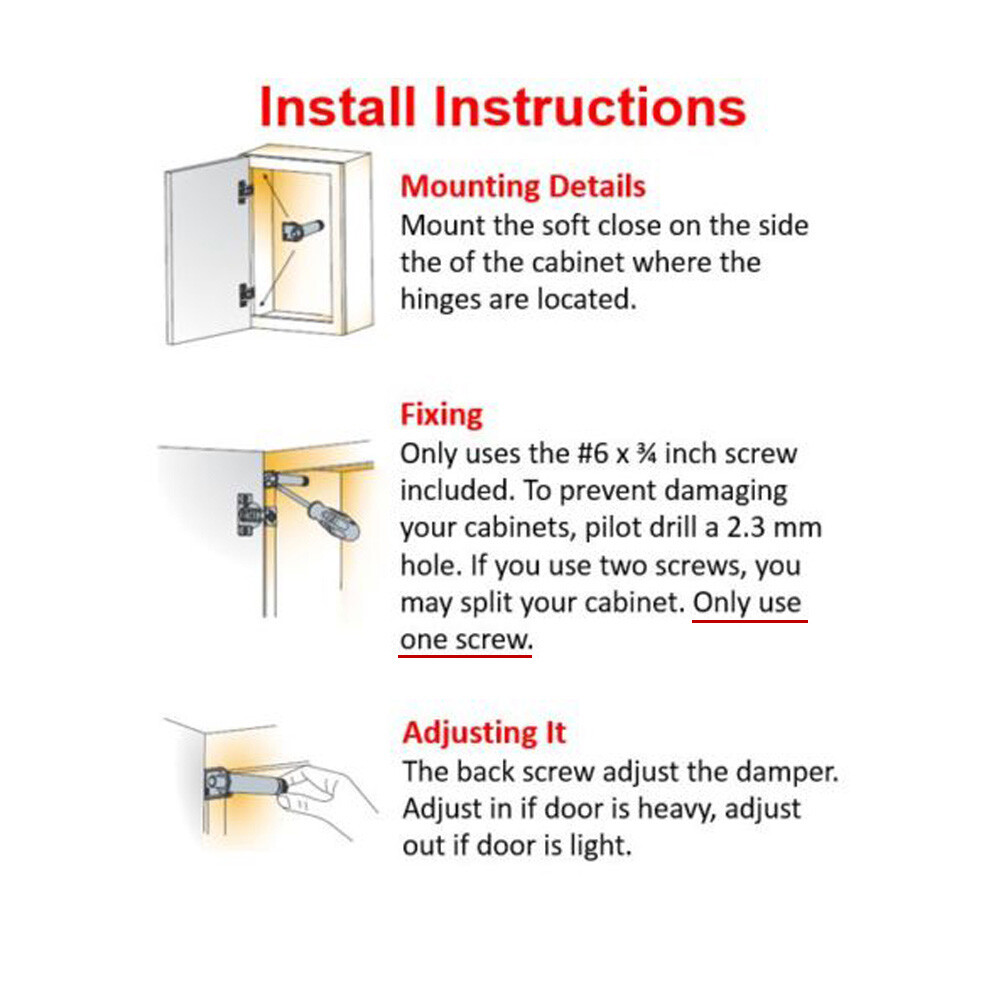 Universal Soft Close Cabinet Cupboard Door Damper Add-On Hardware with Screw KPT