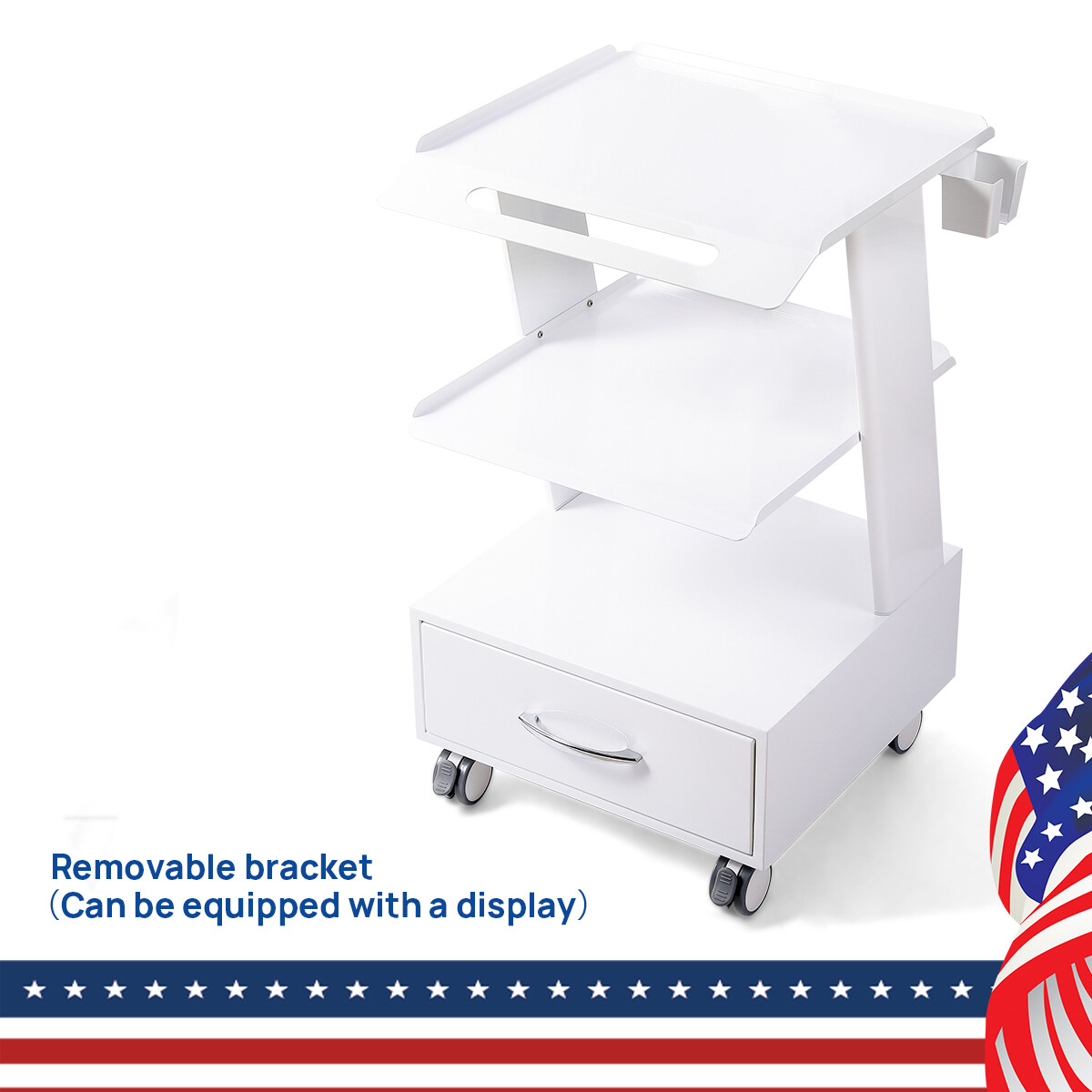 USA Dental Mouth Sweeping Trolley Instrument Cart With Socket Cold Rolled