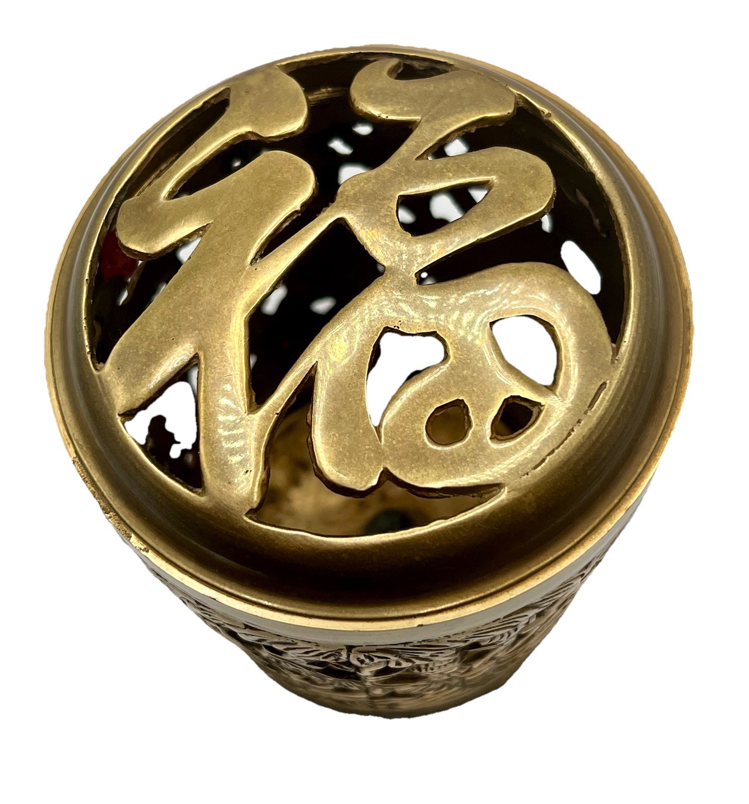 FINE CHINESE ASIAN ANTIQUE BRASS IMMORTALS INCENSE BURNER CANDLE HOLDER TAO