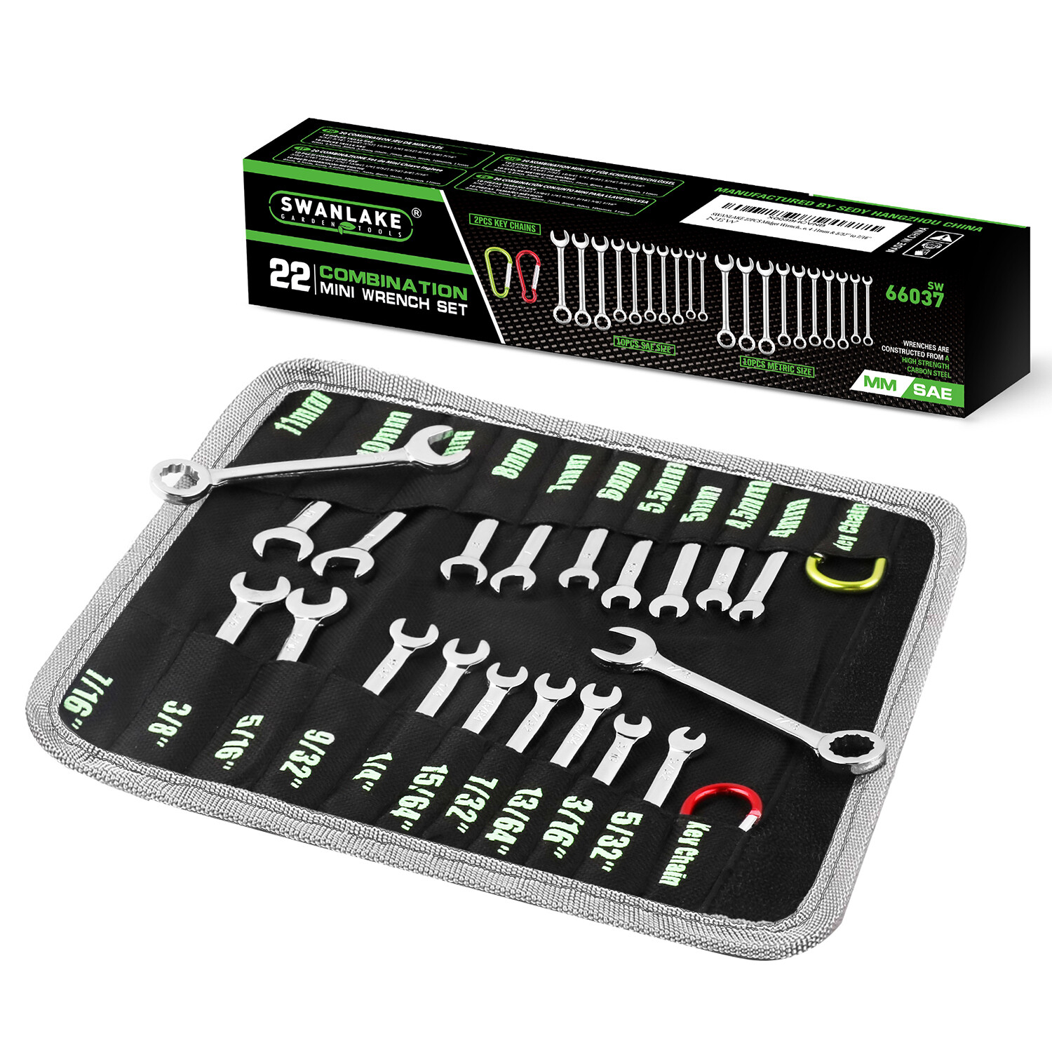 22PCS Combination Wrench Set Ignition Spanner Steel Tools Metric SAE Mini Small