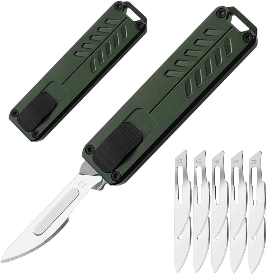 Automatic Utility Knife, Safety Auto Box Cutter Retractable, EDC Push Button