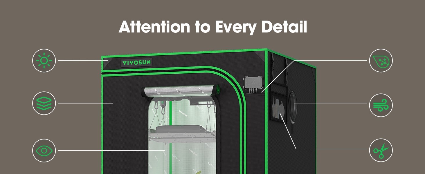 VIVOSUN P336 3x3ft Grow Tent36"×36"×72" ,2000D Oxford canvas lined,Non Toxic