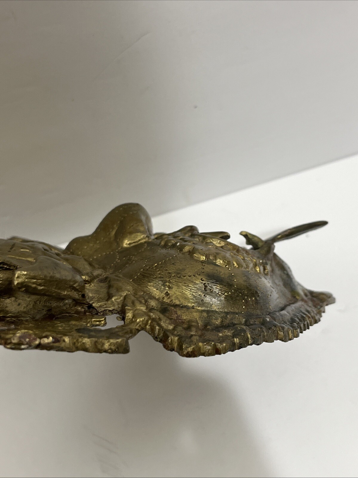 Antique or Vintage Gilt Bronze Tibetan Buddha Mahakala Mask Wall Hanging 9” T