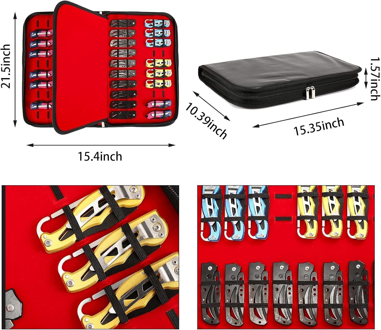 Knife Case Display Case Knife Storage 40 Slots Folding Holder Organizer Red